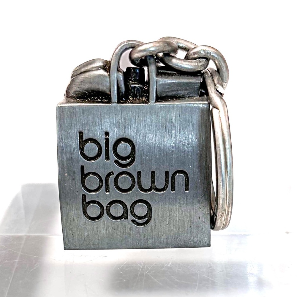 NEW - Iconic Bloomingdale's "Big Brown Bag" Silver 3D Sculptured Keychain Charm - Picture 2 of 4